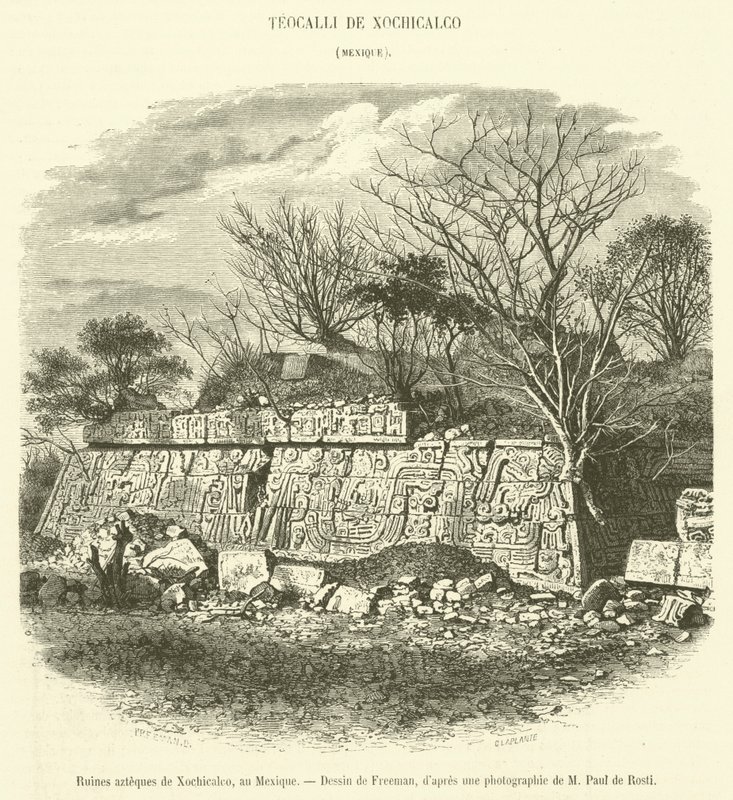 Azteckie ruiny Xochicalco, Meksyk (grawerowanie) autorstwa French School