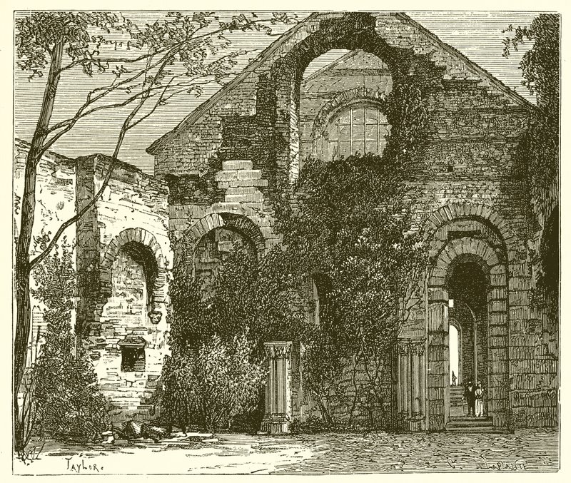 Ruiny pałacu łaźni termalnych autorstwa French School