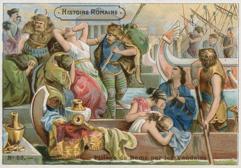 Sack of Rome przez Wandalów, 455 autorstwa French School