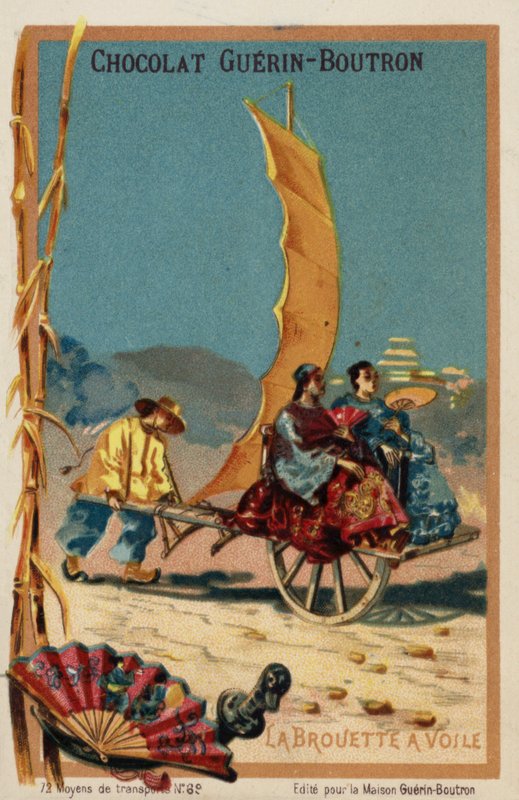 Taczka z napędem żaglowym (chromolitho) autorstwa French School