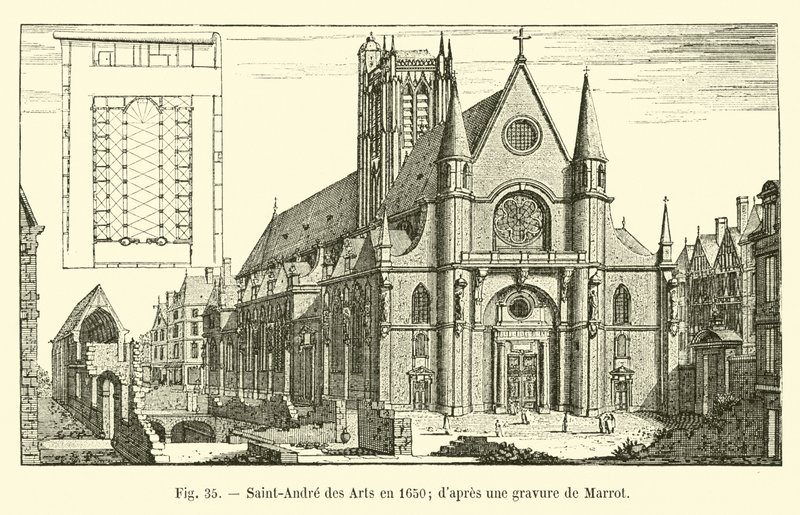 Saint-Andre des Arts w 1650; po grawerunku Marrot autorstwa French School