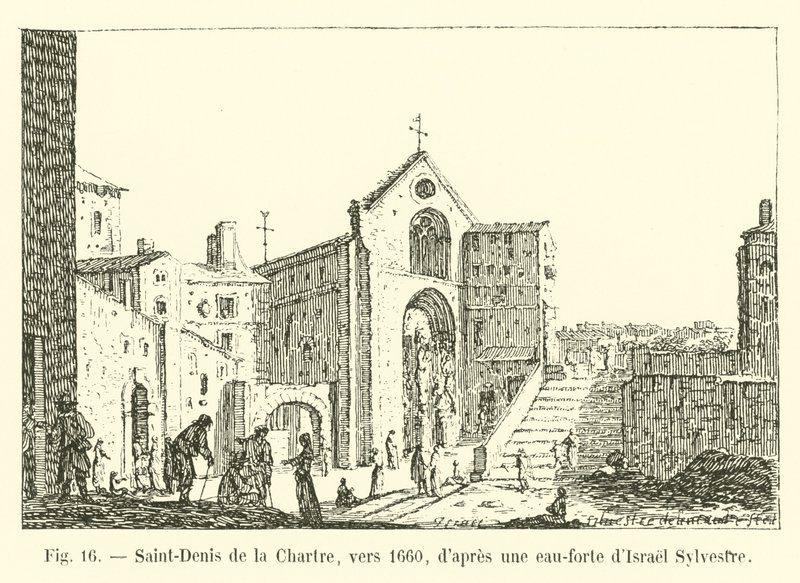 Saint-Denis de la Chartre, ok. 1660, po rycinie Israela Sylvestre autorstwa French School