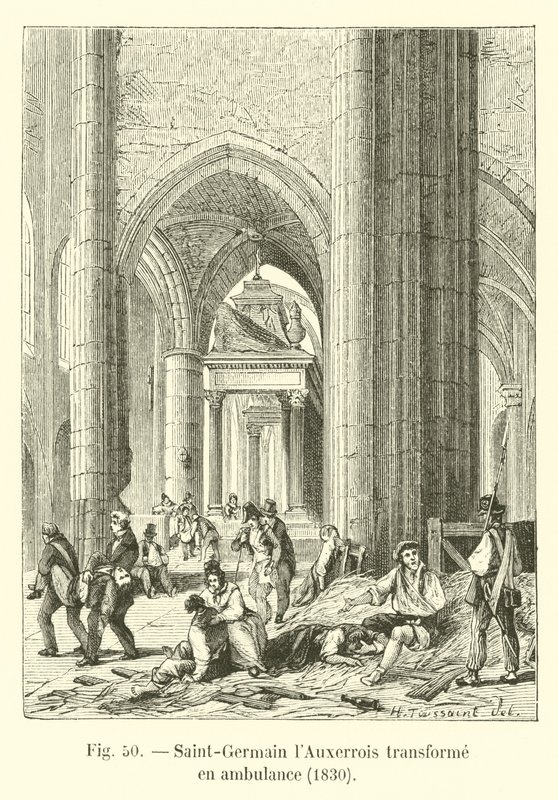 Saint-Germain lAuxerrois przekształcony w ambulans, 1830 autorstwa French School