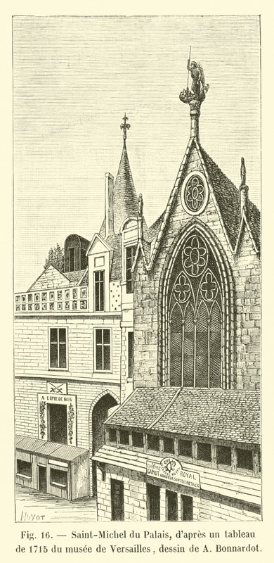 Saint-Michel du Palais, według obrazu z 1715 w Muzeum Wersalskim, rys. A Bonnardot autorstwa French School