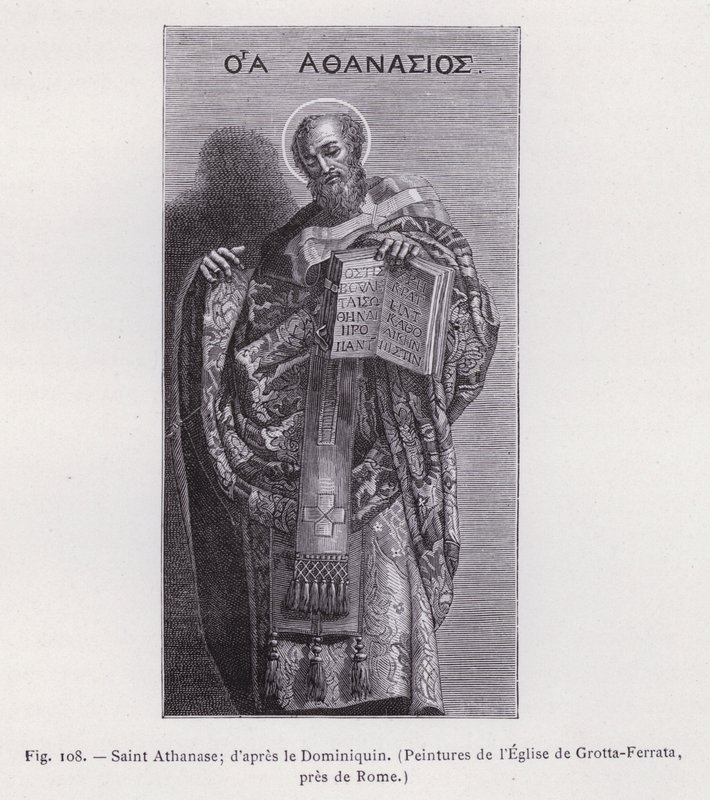 św. Atanazy; wg Dominichino, Malowidła kościoła Grotta-Ferrata koło Rzymu (rycina) autorstwa French School
