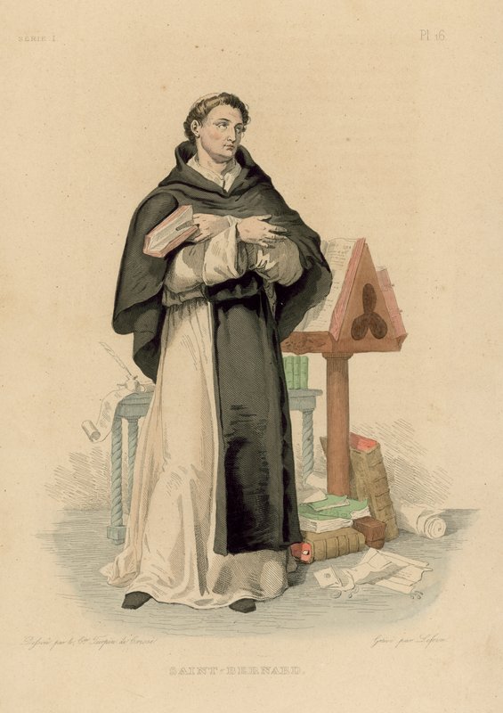 Św. Bernard (kolorowy grawerunek) autorstwa French School
