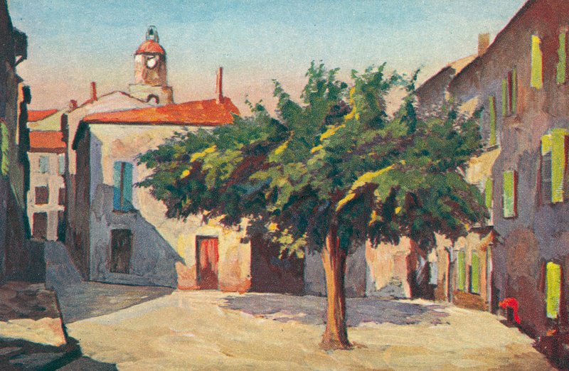 Saint Tropez: Malowniczy zakątek (kolorowa litografia) autorstwa French School