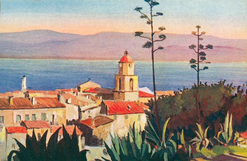 Saint Tropez: Ucieczka do zatoki (kolorowa litografia) autorstwa French School