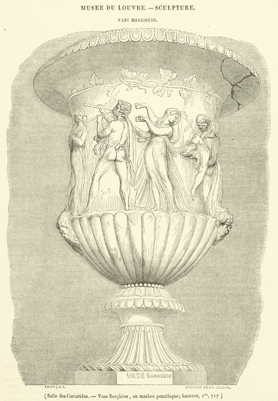 Sala Kariatyd, waza Borghese, z marmuru pentelskiego, wysokość, Im, 717 (rycina) autorstwa French School