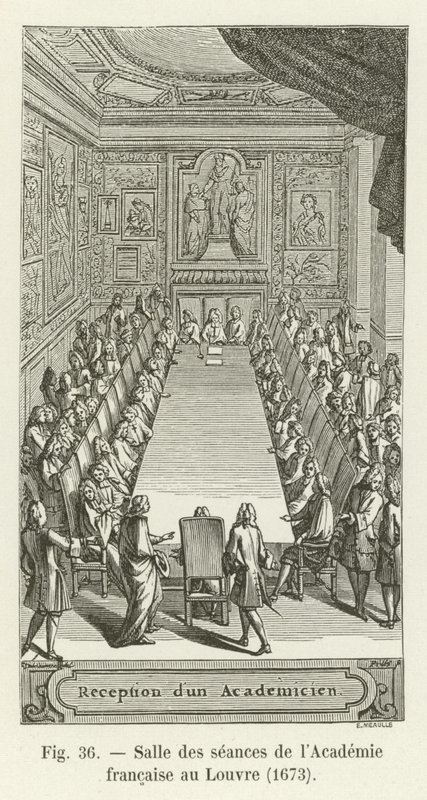 Sala posiedzeń Akademii Francuskiej w Luwrze, 1673 autorstwa French School