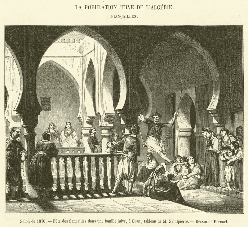 Salon 1870, Zaręczyny w rodzinie żydowskiej w Oranie (rycina) autorstwa French School
