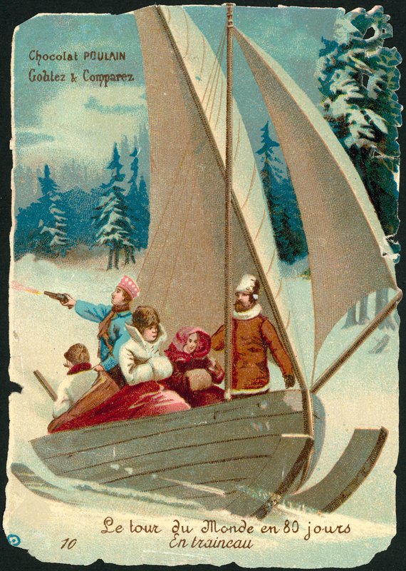 Scena z Osiemdziesiąt dni dookoła świata, autor: Jules Verne (chromolitho) autorstwa French School