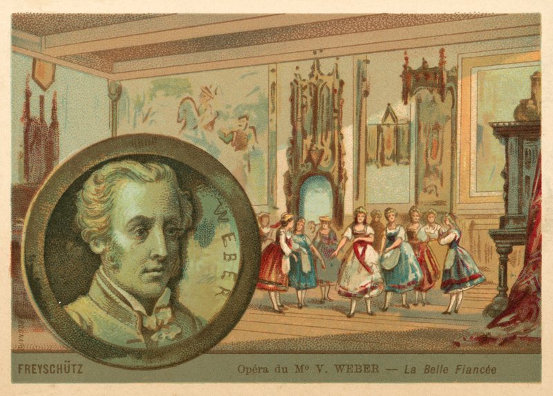 Scena z opery Der Freischutz Carla Marii von Webera (chromolitho) autorstwa French School