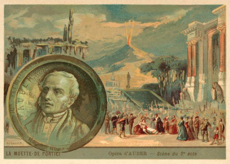 Scena z opery Daniela Aubera La Muette de Portici (chromolitho) autorstwa French School