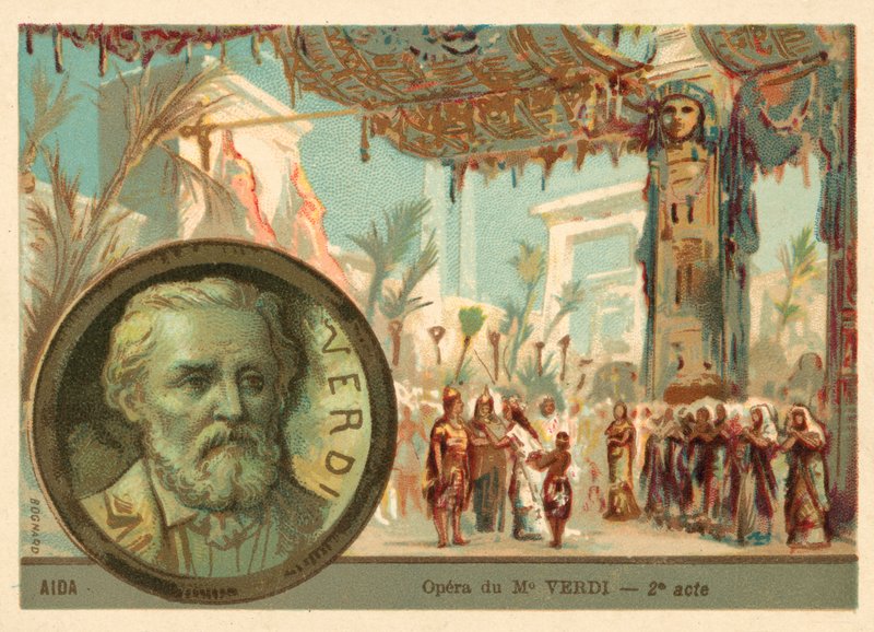 Scena z opery Giuseppe Verdiego Aida (chromolitho) autorstwa French School