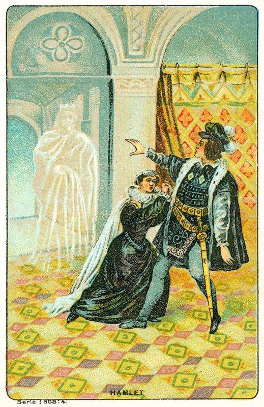 Scena z Hamleta Szekspira (chromolitho) autorstwa French School