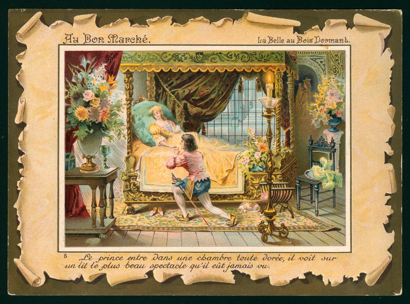 Scena ze Śpiącej Królewny (chromolitho) autorstwa French School