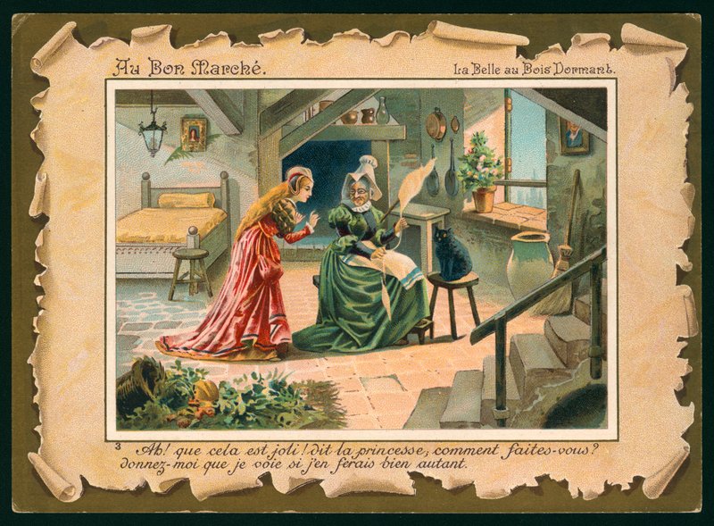 Scena ze Śpiącej Królewny (chromolitho) autorstwa French School