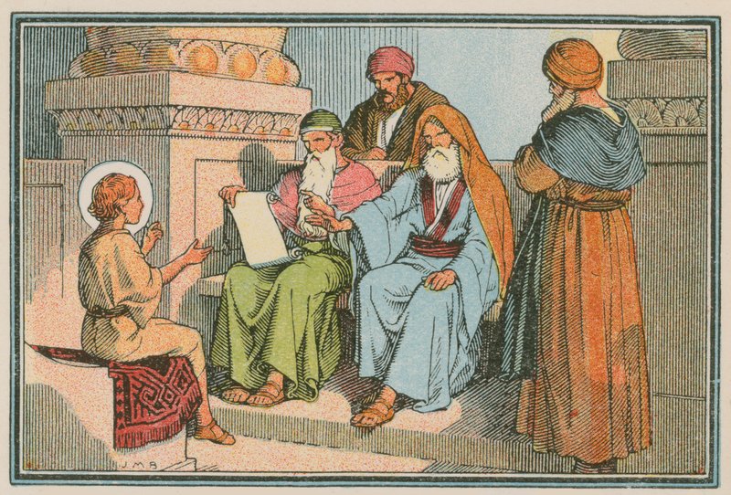 Scena z życia Jezusa (kolorowy grawerunek) autorstwa French School