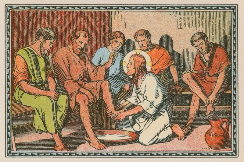 Scena z życia Jezusa (kolorowy grawerunek) autorstwa French School