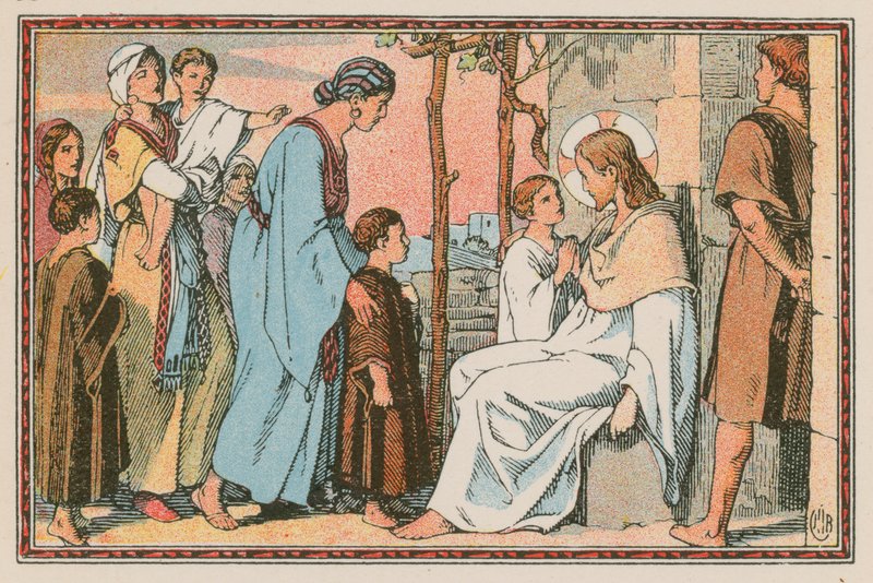 Scena z życia Jezusa (kolorowy grawerunek) autorstwa French School