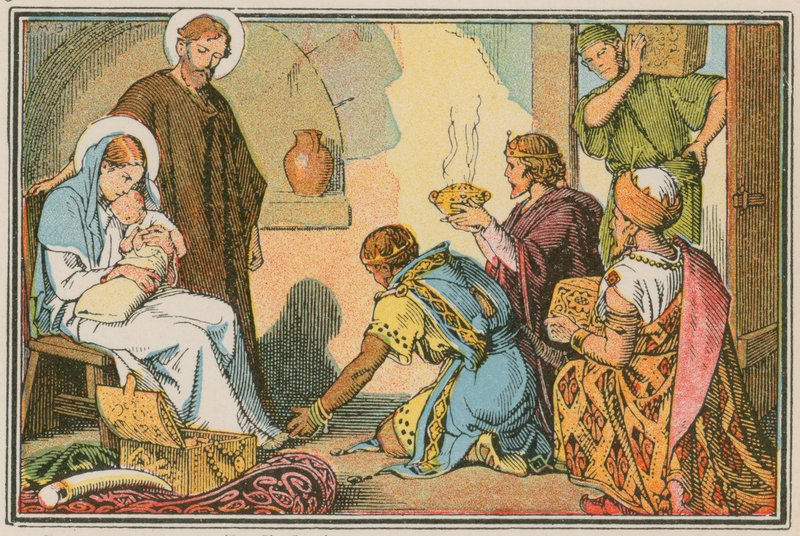 Scena z życia Jezusa (kolorowy grawerunek) autorstwa French School