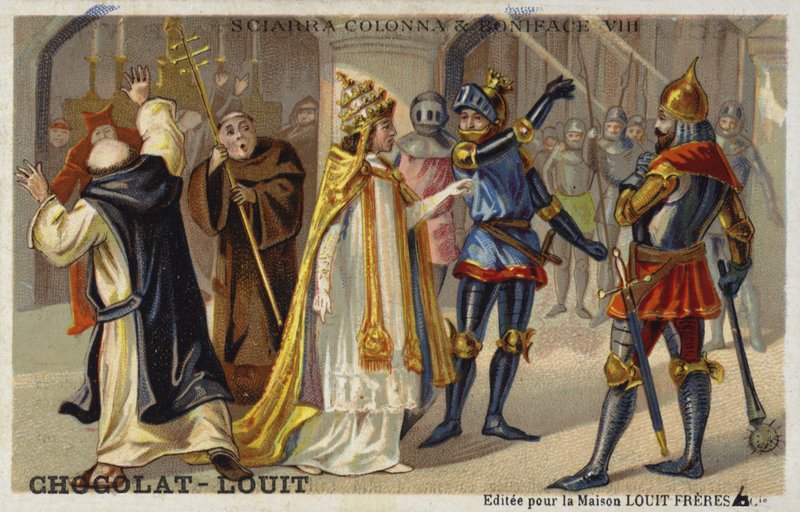 Sciarra Colonna klepie papieża Bonifacego VIII w twarz, 1303 autorstwa French School