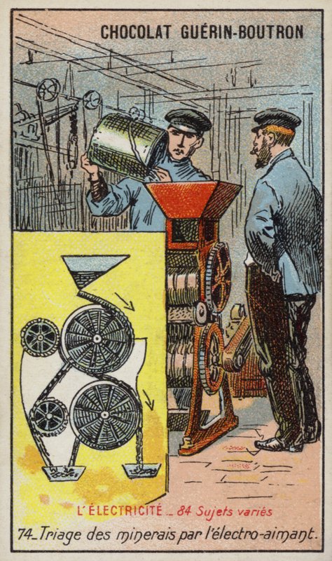 Oddzielanie rudy za pomocą elektromagnesu (chromolitho) autorstwa French School