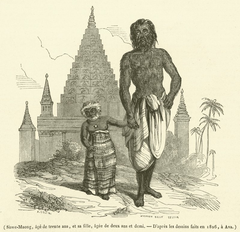 Shwe-Maung, lat trzydzieści, i jej córka, lat dwa i pół (grafika) autorstwa French School