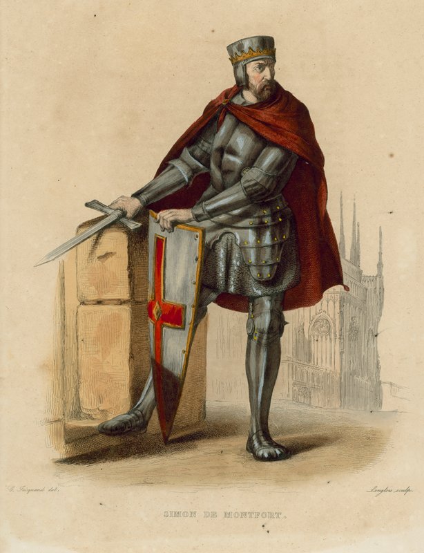 Simon de Montfort (kolorowy grawerunek) autorstwa French School