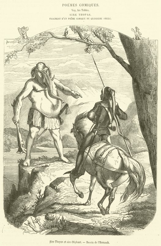 Sire Thopas et Sire Oliphant (rycina) autorstwa French School