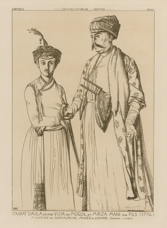 Soudiat Daula, wielki wezyr Mongołów i jego syn Mirza Mani (1774) autorstwa French School