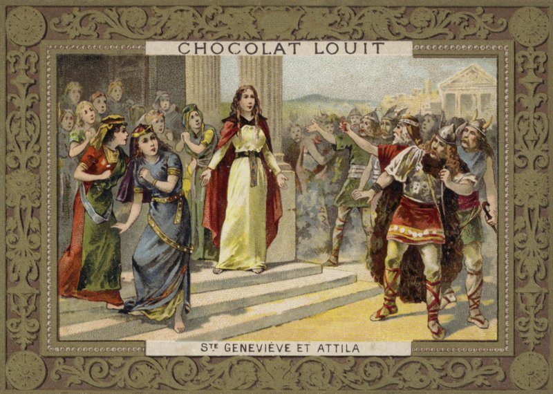 św Genevieve i Attila the Hun autorstwa French School