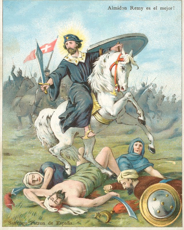 Św. Jakub Wielki, patron Hiszpanii (chromolitho) autorstwa French School