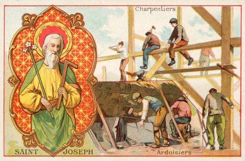 Św. Józef, patron stolarzy i dekarzy (chromolitho) autorstwa French School