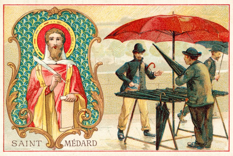 Św. Medardus, patron pogody (chromolitho) autorstwa French School