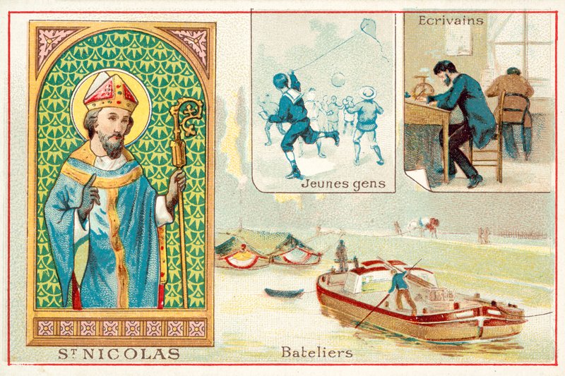 Św. Mikołaj (chromolitho) autorstwa French School