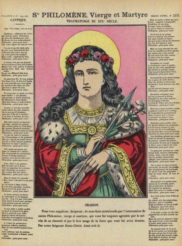 Św. Filomena, dziewica i męczennica (kolorowa litografia) autorstwa French School