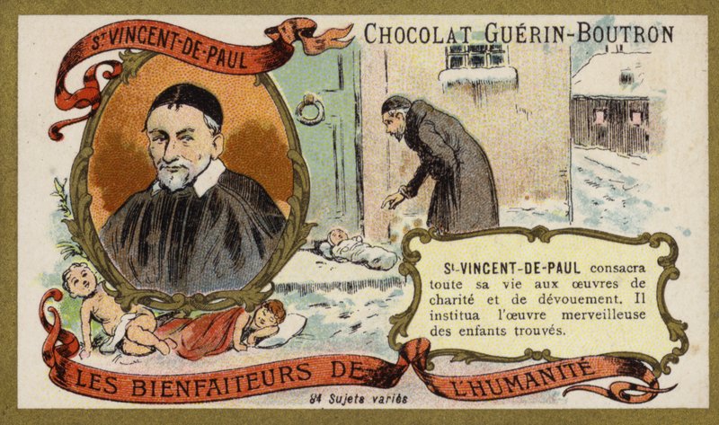St Vincent a Paul, francuski ksiądz (chromolitho) autorstwa French School