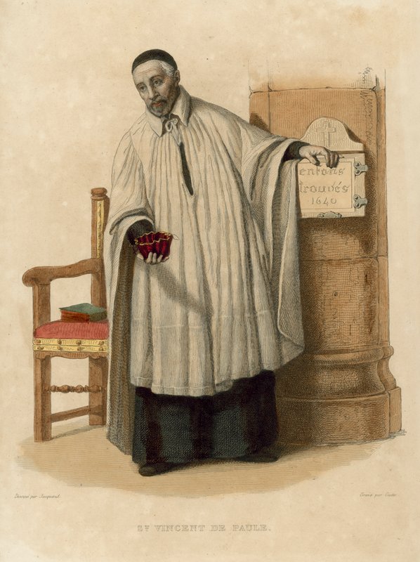 St Vincent de Paule (kolorowy grawerunek) autorstwa French School