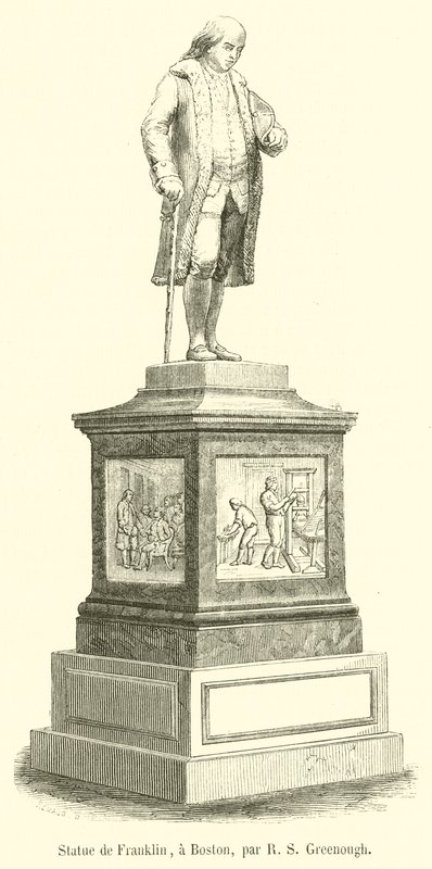 Statua de Franklin, Boston (rycina) autorstwa French School