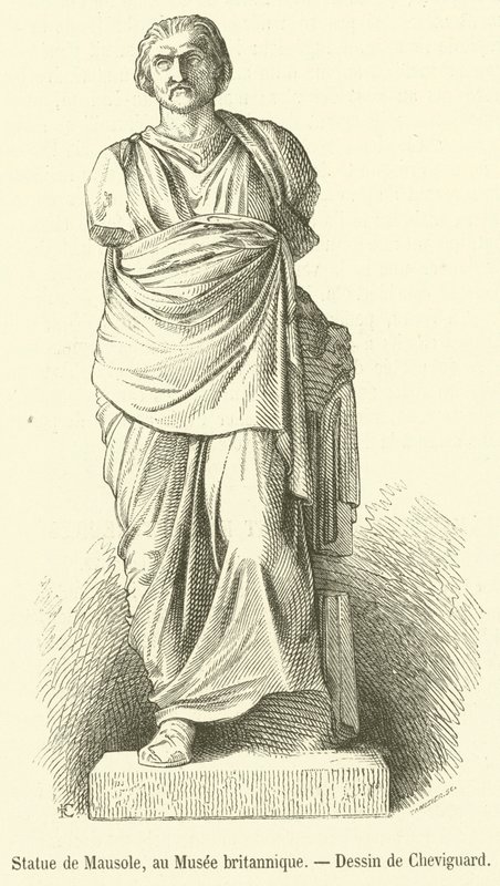 Statua Mausolus, w British Museum (rycina) autorstwa French School