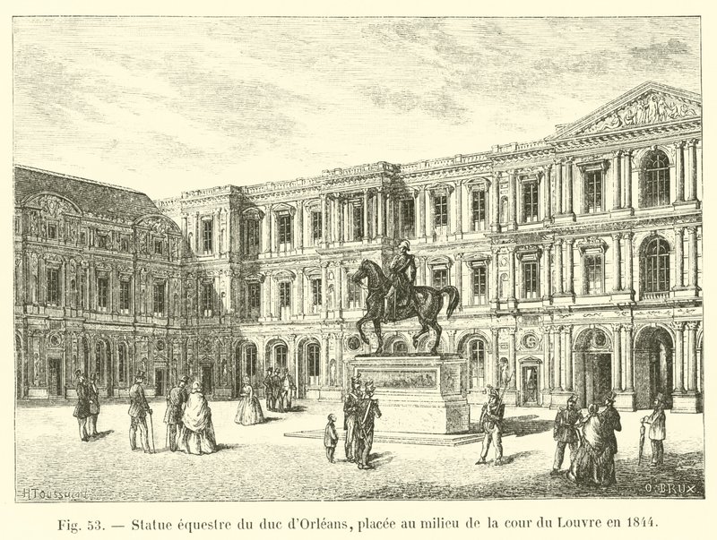 Pomnik konny księcia Orleanu, umieszczony na środku dziedzińca Luwru w 1844 r. autorstwa French School