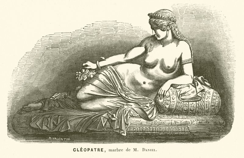 Posąg Kleopatry VII, ostatniego władcy ptolemejskiego Egiptu, autorstwa Daniela (rycina) autorstwa French School