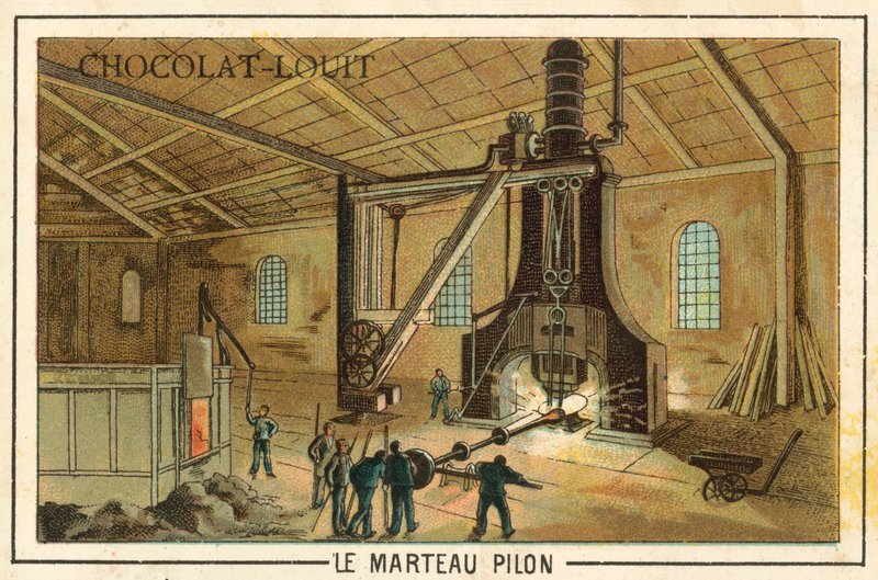 Młot parowy (chromolitho) autorstwa French School