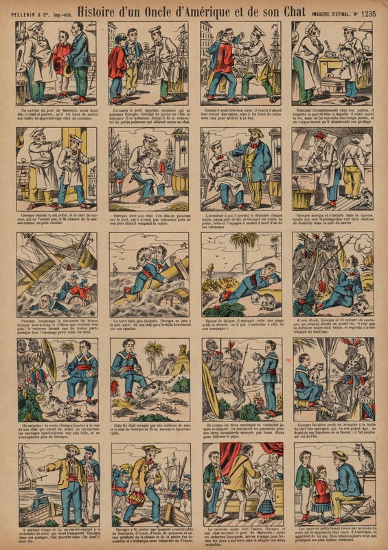 Historia amerykańskiego wujka i jego kota (kolorowy grawerunek) autorstwa French School