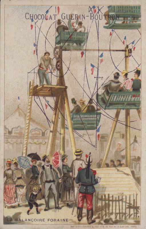 Przejażdżka na huśtawce w lunaparku (chromolitho) autorstwa French School