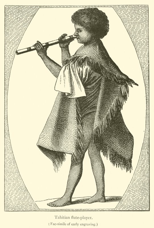 Tahitański flecista (grafika) autorstwa French School