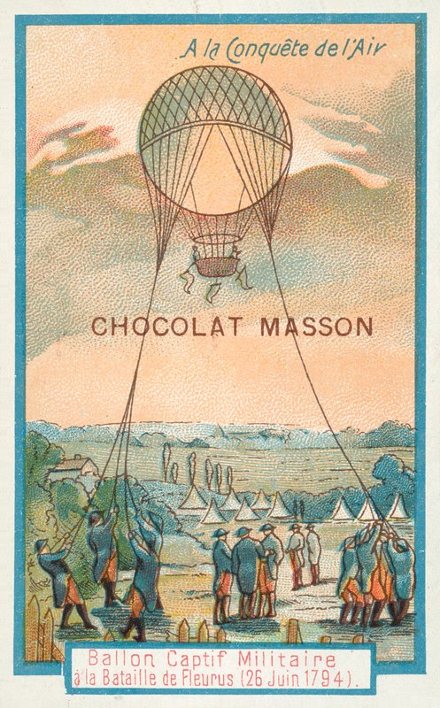 Balon wojskowy na uwięzi w bitwie pod Fleurus, 26 czerwca 1794 r autorstwa French School