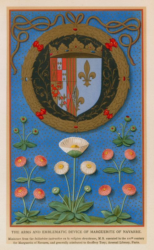 Broń i urządzenia emblematyczne Małgorzaty z Nawarry (chromolitho) autorstwa French School